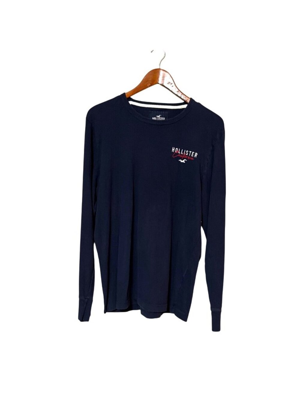 Hollister California Navy Long‎ Sleeve T-Shirt 100% Cotton L Made In Vietnam